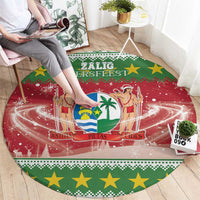 Suriname Christmas Round Carpet Coat Of Arms Zalig Kersfeest - Wonder Print Shop
