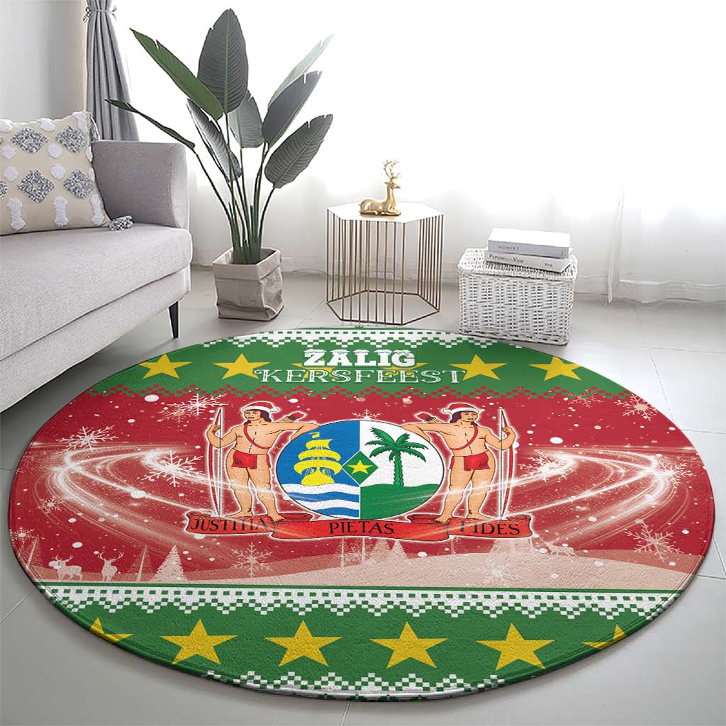 Suriname Christmas Round Carpet Coat Of Arms Zalig Kersfeest - Wonder Print Shop