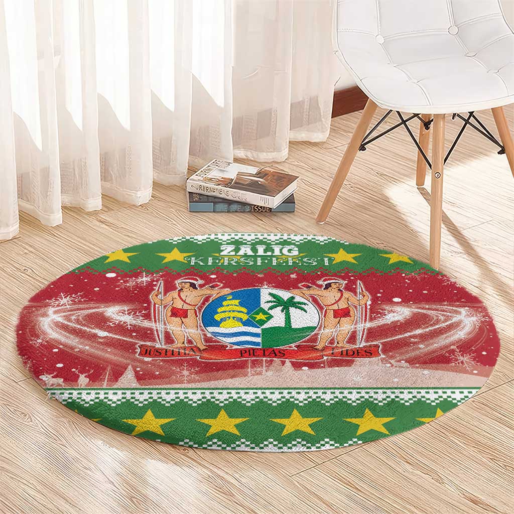 Suriname Christmas Round Carpet Coat Of Arms Zalig Kersfeest - Wonder Print Shop