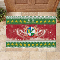 Suriname Christmas Rubber Doormat Coat Of Arms Zalig Kersfeest - Wonder Print Shop