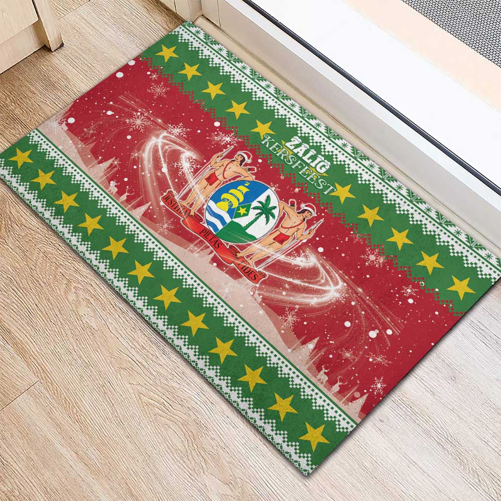 Suriname Christmas Rubber Doormat Coat Of Arms Zalig Kersfeest - Wonder Print Shop