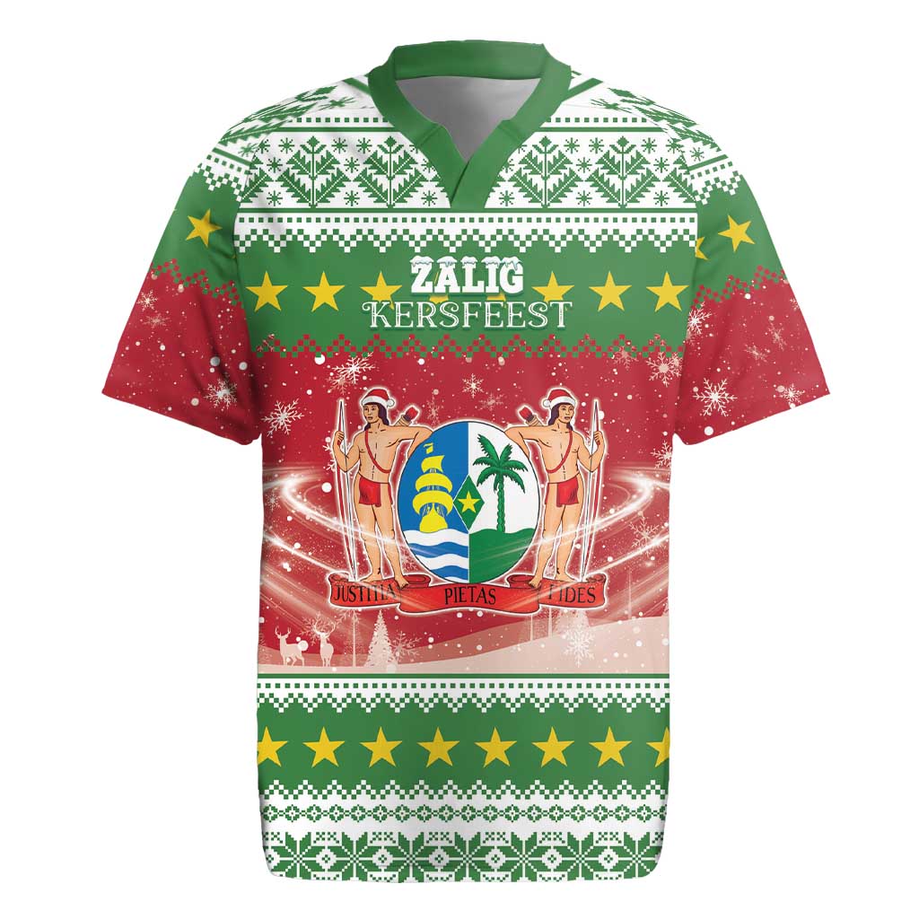 Suriname Christmas Rugby Jersey Coat Of Arms Zalig Kersfeest - Wonder Print Shop