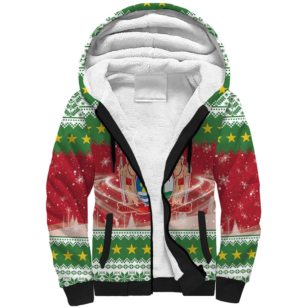 Suriname Christmas Sherpa Hoodie Coat Of Arms Zalig Kersfeest - Wonder Print Shop