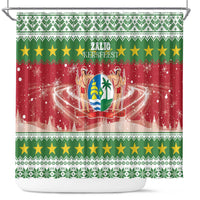 Suriname Christmas Shower Curtain Coat Of Arms Zalig Kersfeest - Wonder Print Shop