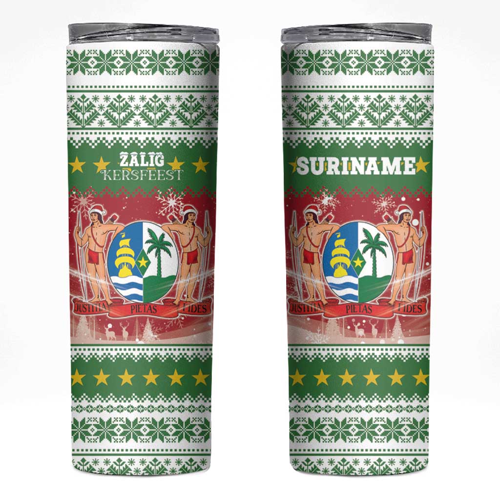 Suriname Christmas Skinny Tumbler Coat Of Arms Zalig Kersfeest - Wonder Print Shop