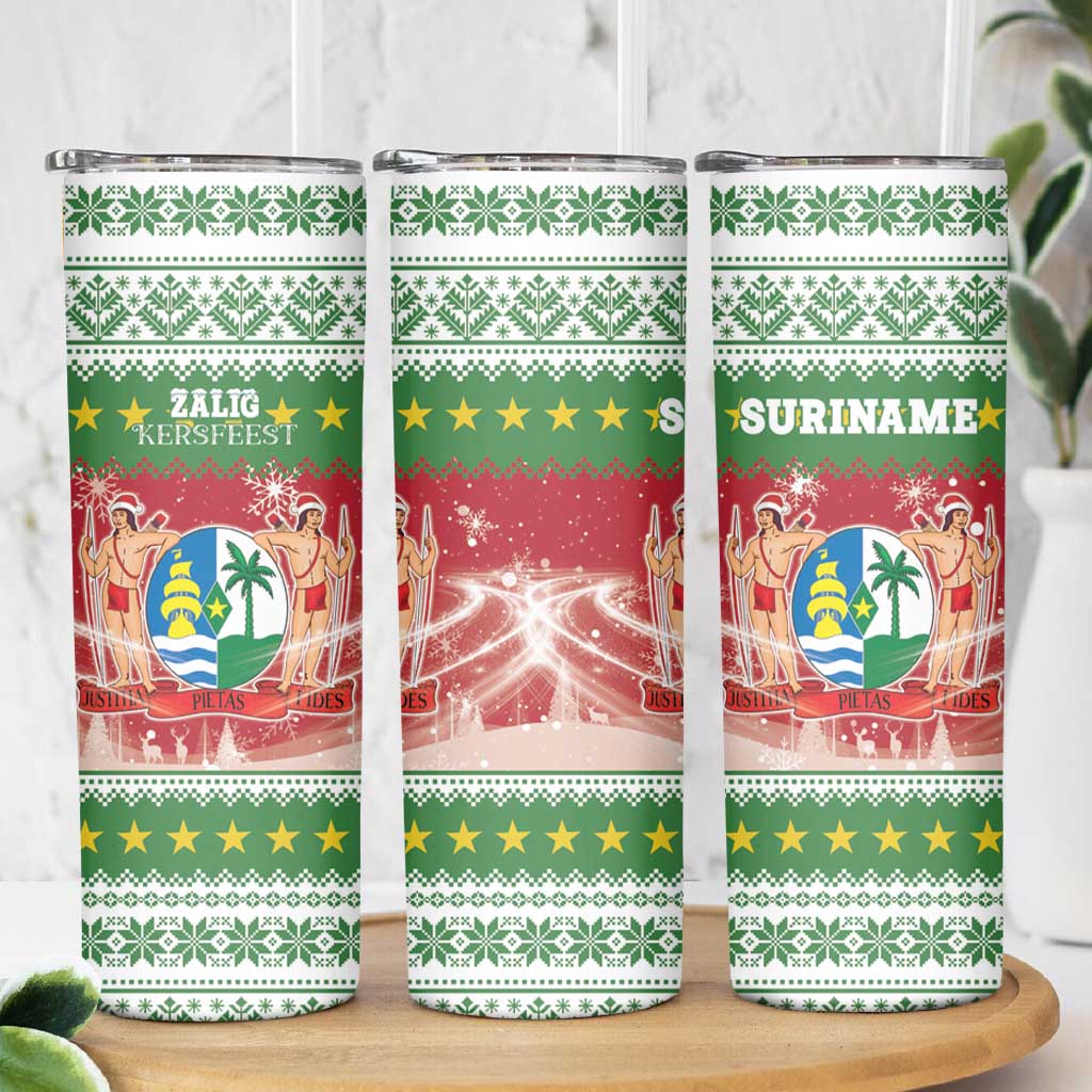 Suriname Christmas Skinny Tumbler Coat Of Arms Zalig Kersfeest - Wonder Print Shop