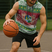 Suriname Christmas Sleeveless Hoodie Coat Of Arms Zalig Kersfeest - Wonder Print Shop