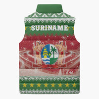 Suriname Christmas Sleeveless Puffer Jacket Coat Of Arms Zalig Kersfeest - Wonder Print Shop
