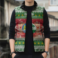 Suriname Christmas Sleeveless Puffer Jacket Coat Of Arms Zalig Kersfeest - Wonder Print Shop