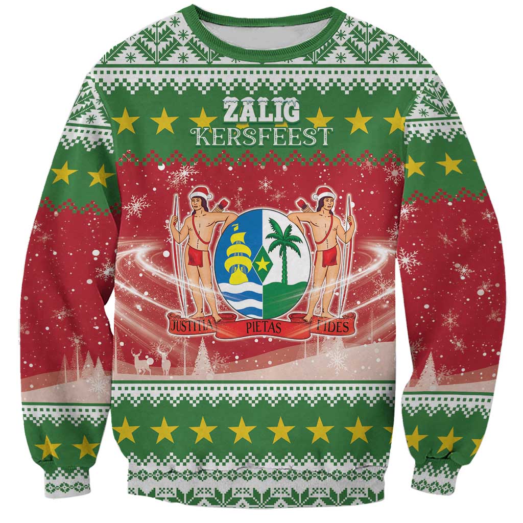 Suriname Christmas Sweatshirt Coat Of Arms Zalig Kersfeest - Wonder Print Shop