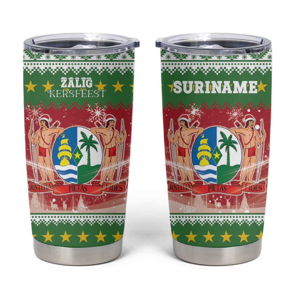 Suriname Christmas Tumbler Cup Coat Of Arms Zalig Kersfeest - Wonder Print Shop