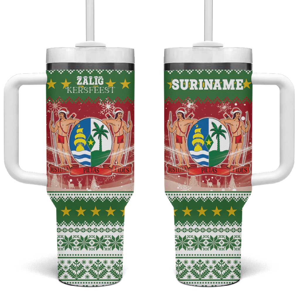 Suriname Christmas Tumbler With Handle Coat Of Arms Zalig Kersfeest - Wonder Print Shop