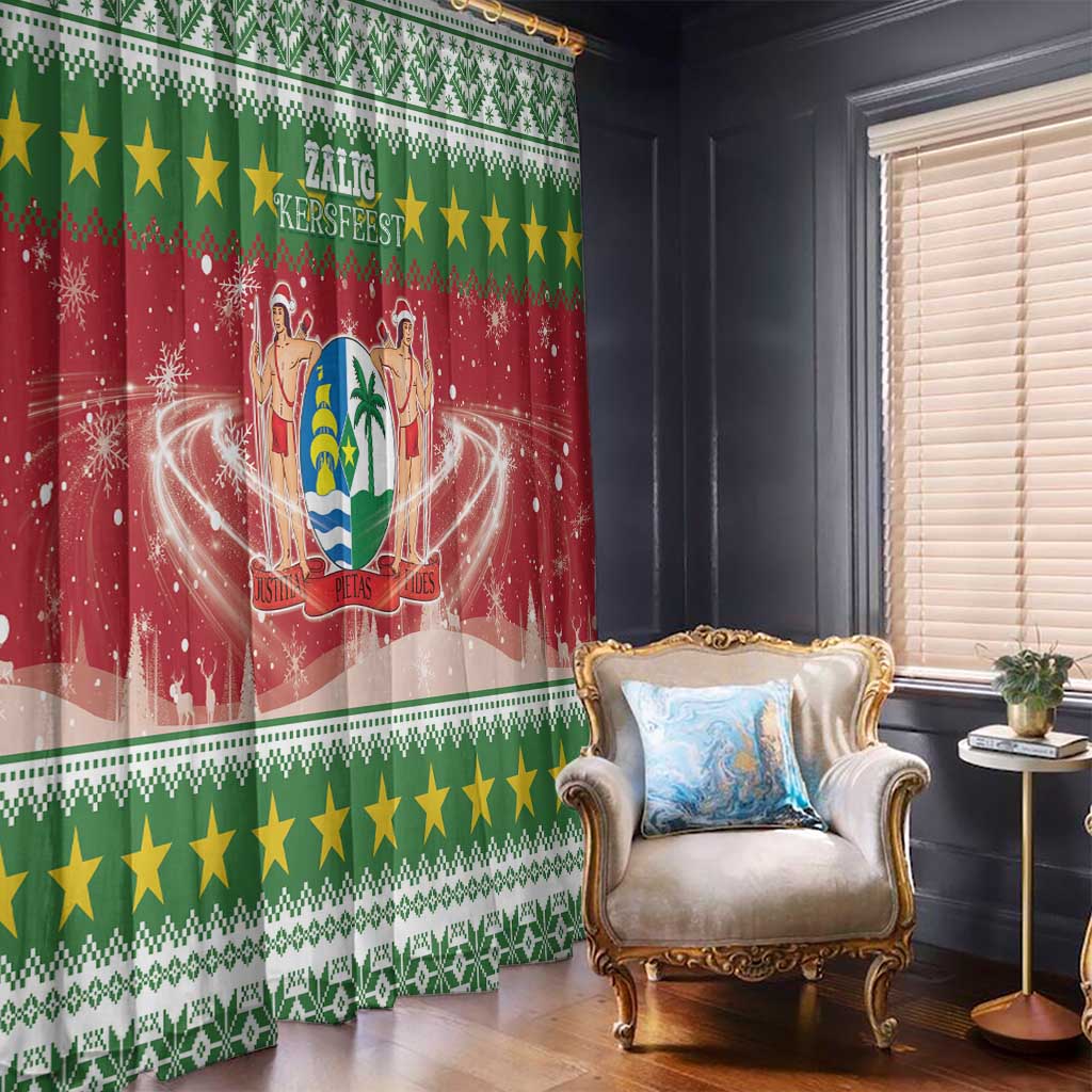 Suriname Christmas Window Curtain Coat Of Arms Zalig Kersfeest - Wonder Print Shop