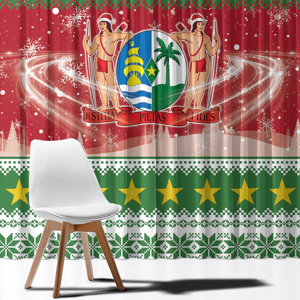 Suriname Christmas Window Curtain Coat Of Arms Zalig Kersfeest - Wonder Print Shop
