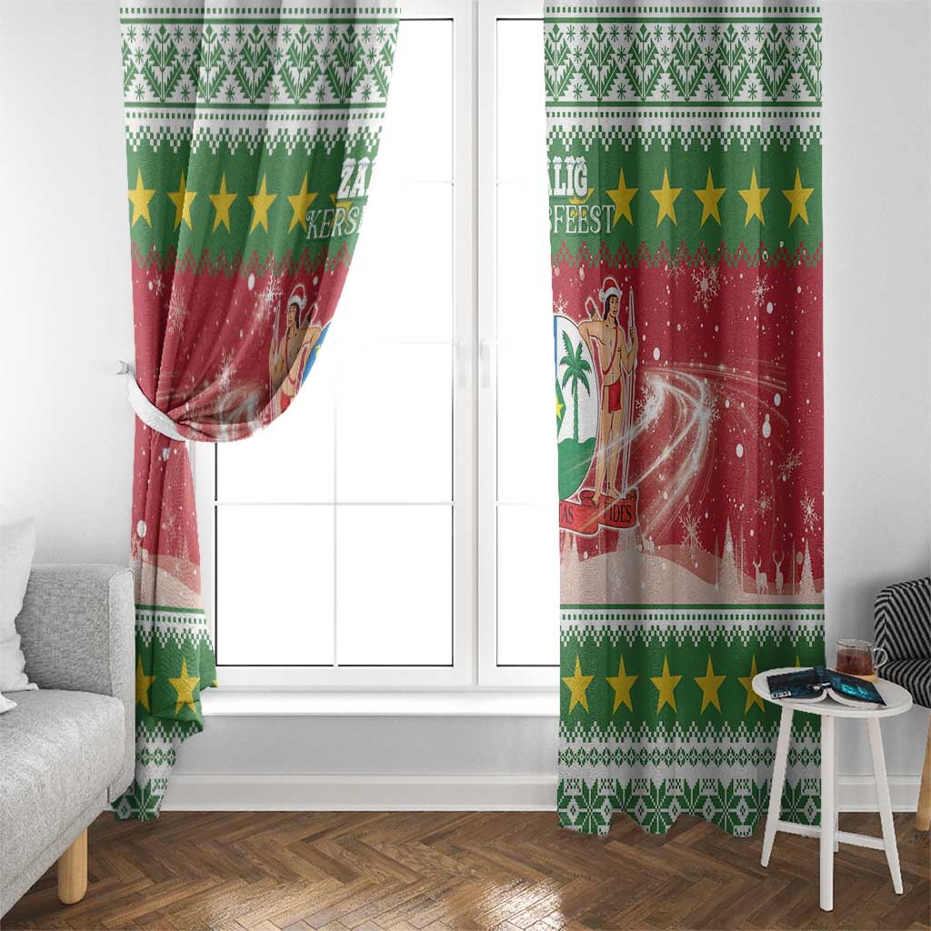 Suriname Christmas Window Curtain Coat Of Arms Zalig Kersfeest - Wonder Print Shop
