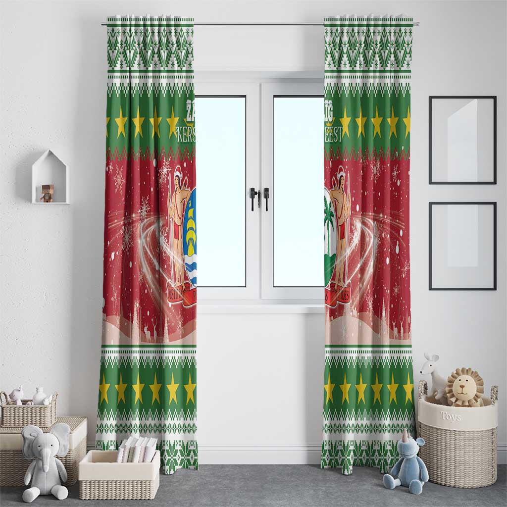 Suriname Christmas Window Curtain Coat Of Arms Zalig Kersfeest - Wonder Print Shop
