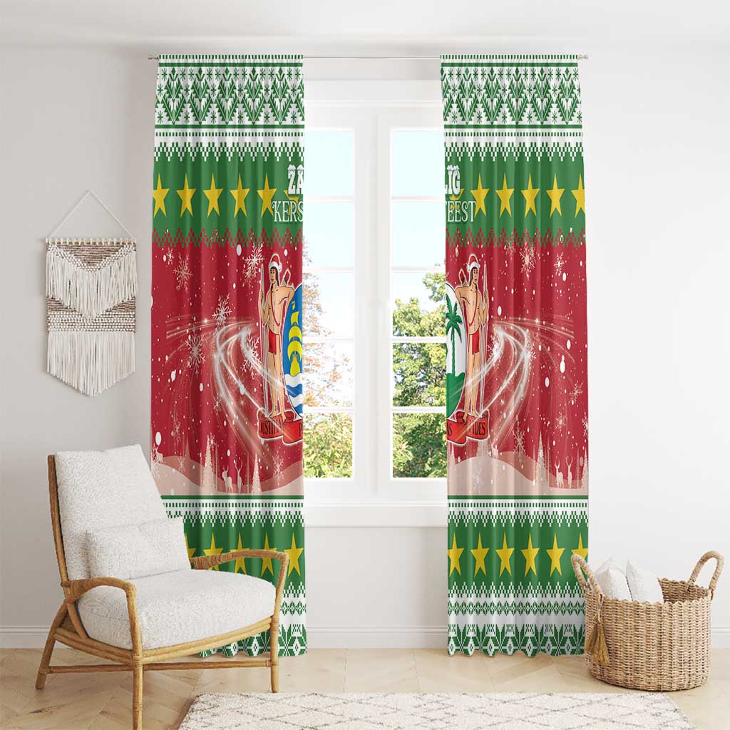 Suriname Christmas Window Curtain Coat Of Arms Zalig Kersfeest - Wonder Print Shop