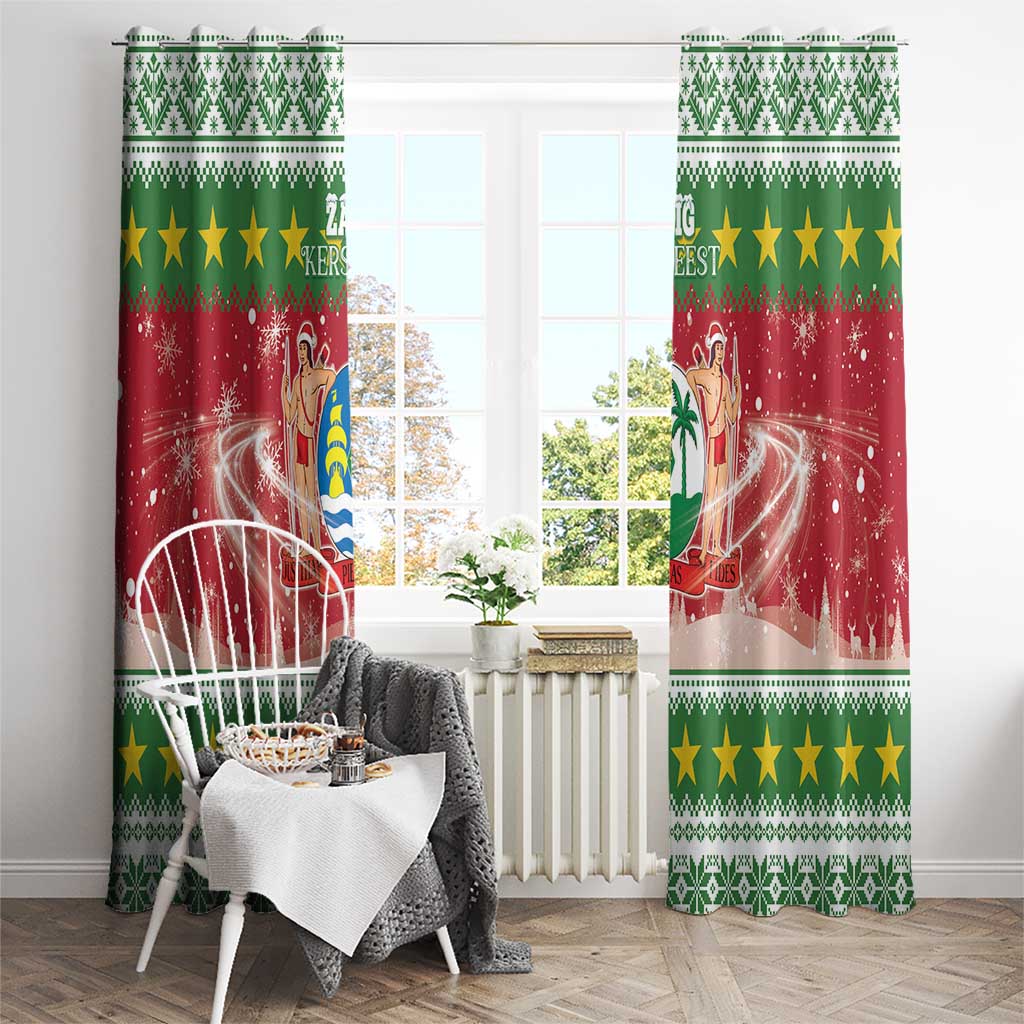 Suriname Christmas Window Curtain Coat Of Arms Zalig Kersfeest - Wonder Print Shop