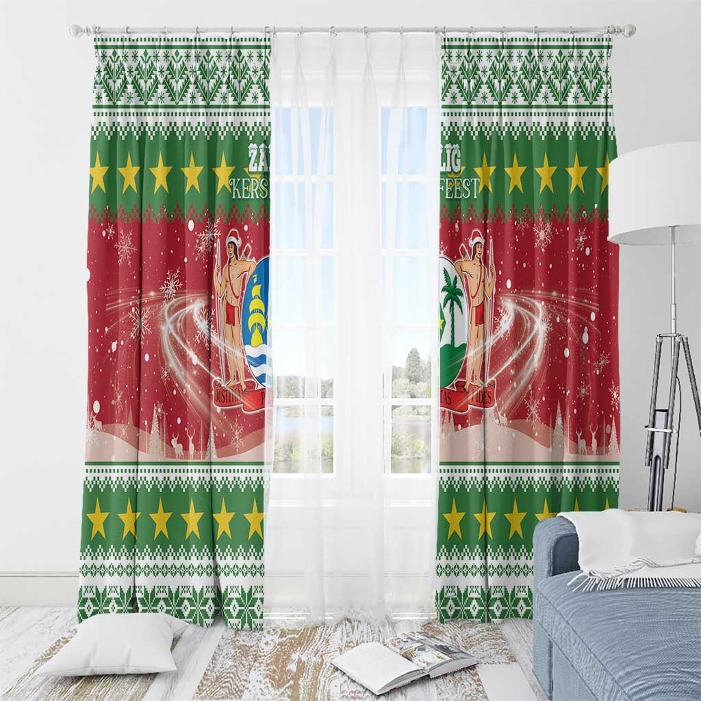 Suriname Christmas Window Curtain Coat Of Arms Zalig Kersfeest - Wonder Print Shop