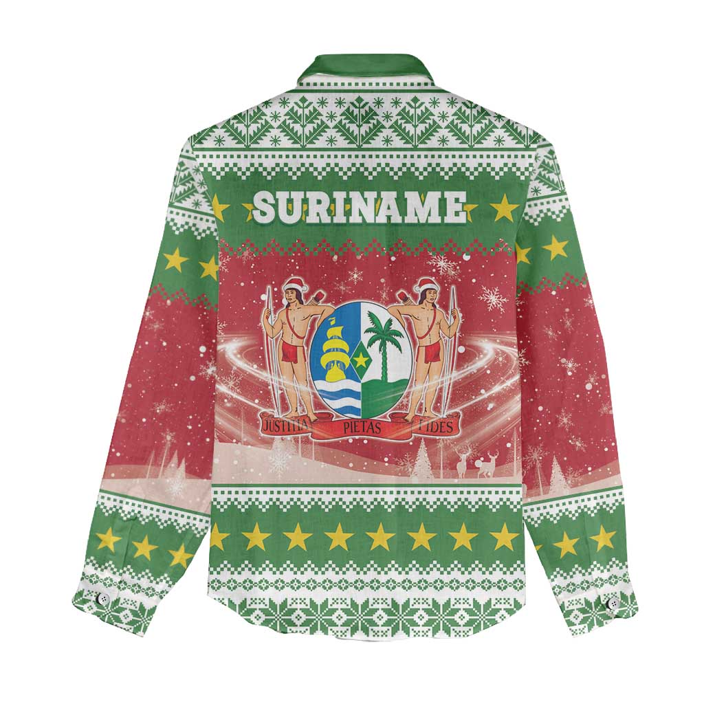 Suriname Christmas Women Casual Shirt Coat Of Arms Zalig Kersfeest - Wonder Print Shop