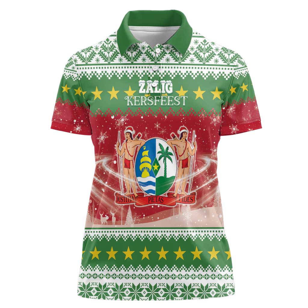 Suriname Christmas Women Polo Shirt Coat Of Arms Zalig Kersfeest - Wonder Print Shop