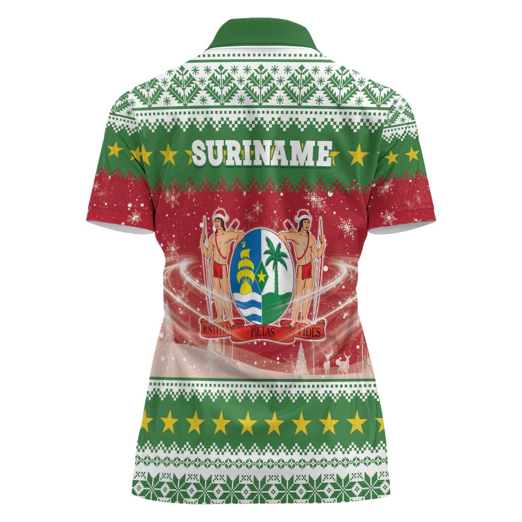 Suriname Christmas Women Polo Shirt Coat Of Arms Zalig Kersfeest - Wonder Print Shop