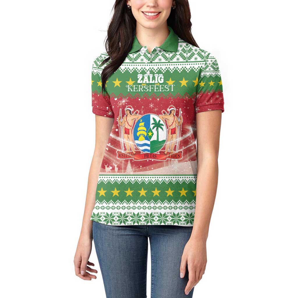 Suriname Christmas Women Polo Shirt Coat Of Arms Zalig Kersfeest - Wonder Print Shop