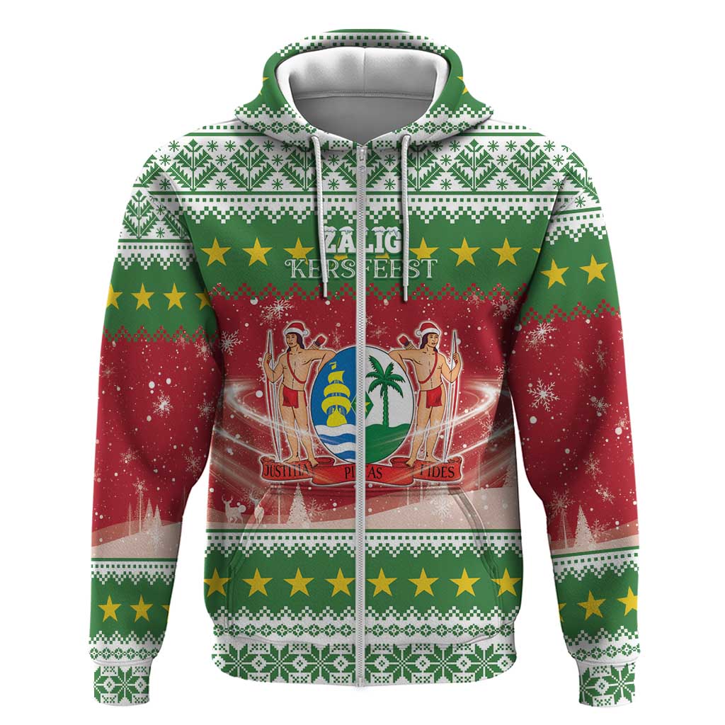 Suriname Christmas Zip Hoodie Coat Of Arms Zalig Kersfeest - Wonder Print Shop