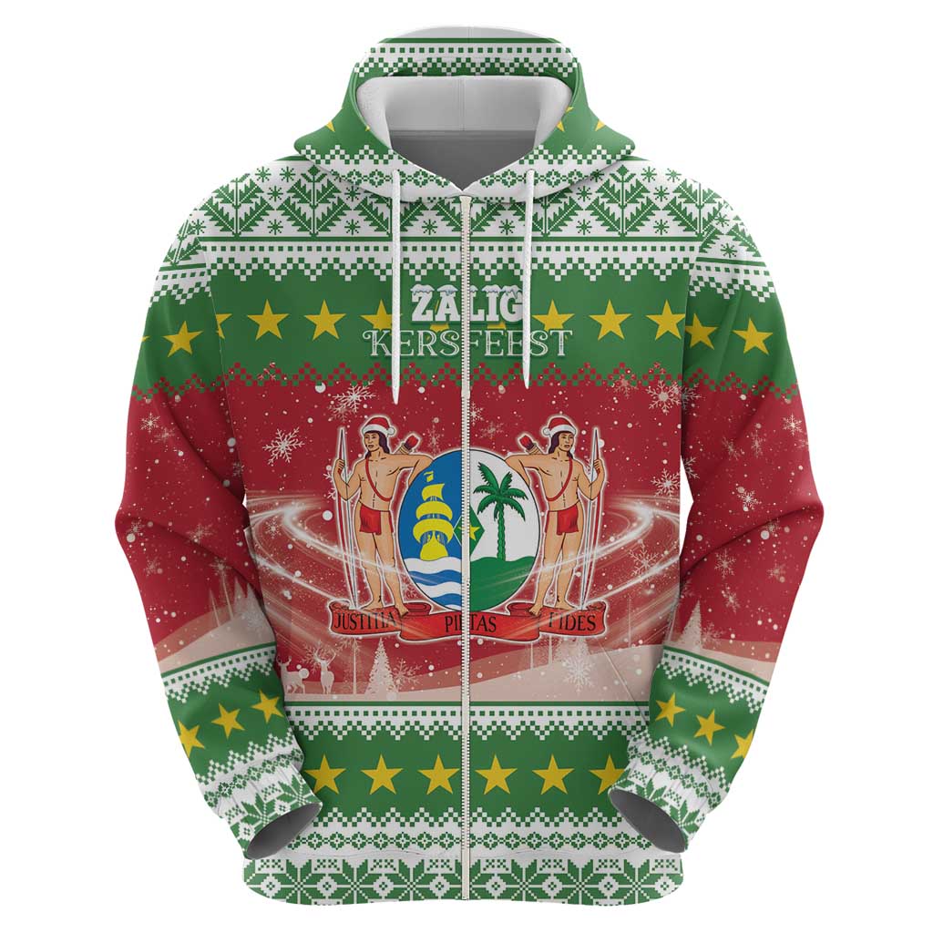 Suriname Christmas Zip Hoodie Coat Of Arms Zalig Kersfeest - Wonder Print Shop
