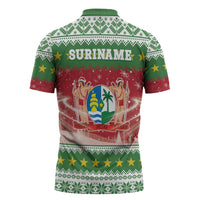 Suriname Christmas Zipper Polo Shirt Coat Of Arms Zalig Kersfeest - Wonder Print Shop