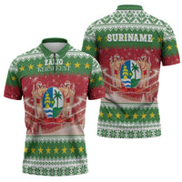 Suriname Christmas Zipper Polo Shirt Coat Of Arms Zalig Kersfeest - Wonder Print Shop