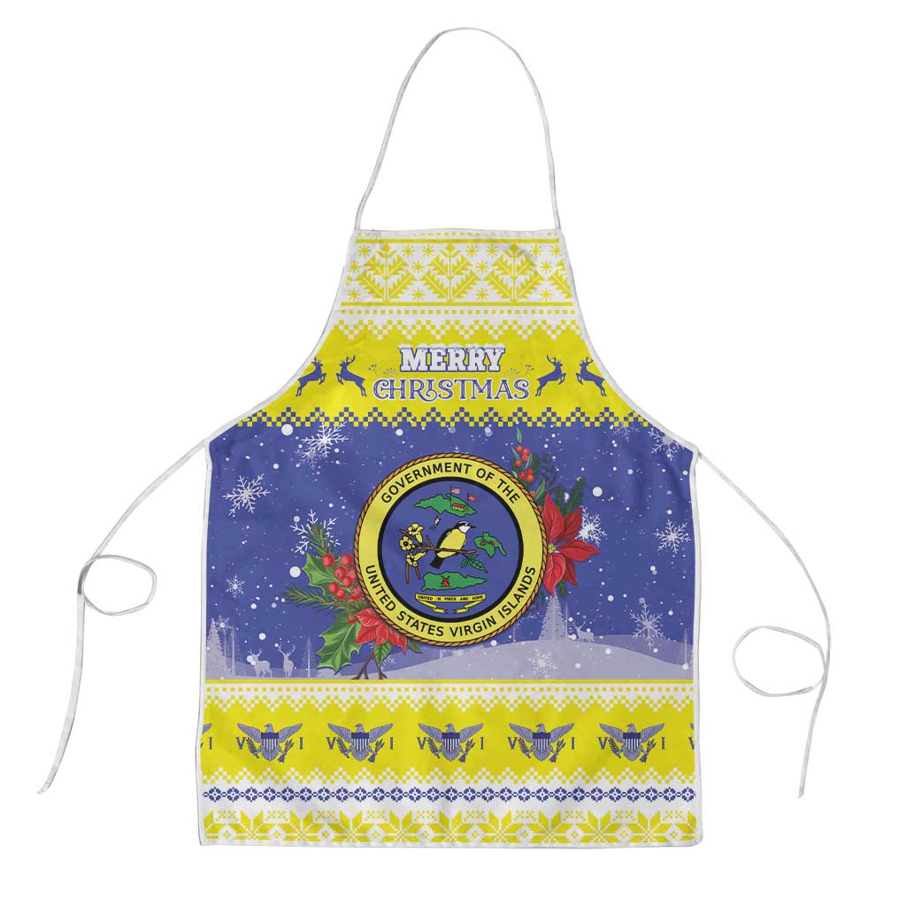 United States Virgin Islands Christmas Apron Coat Of Arms With Poinsettia - Wonder Print Shop