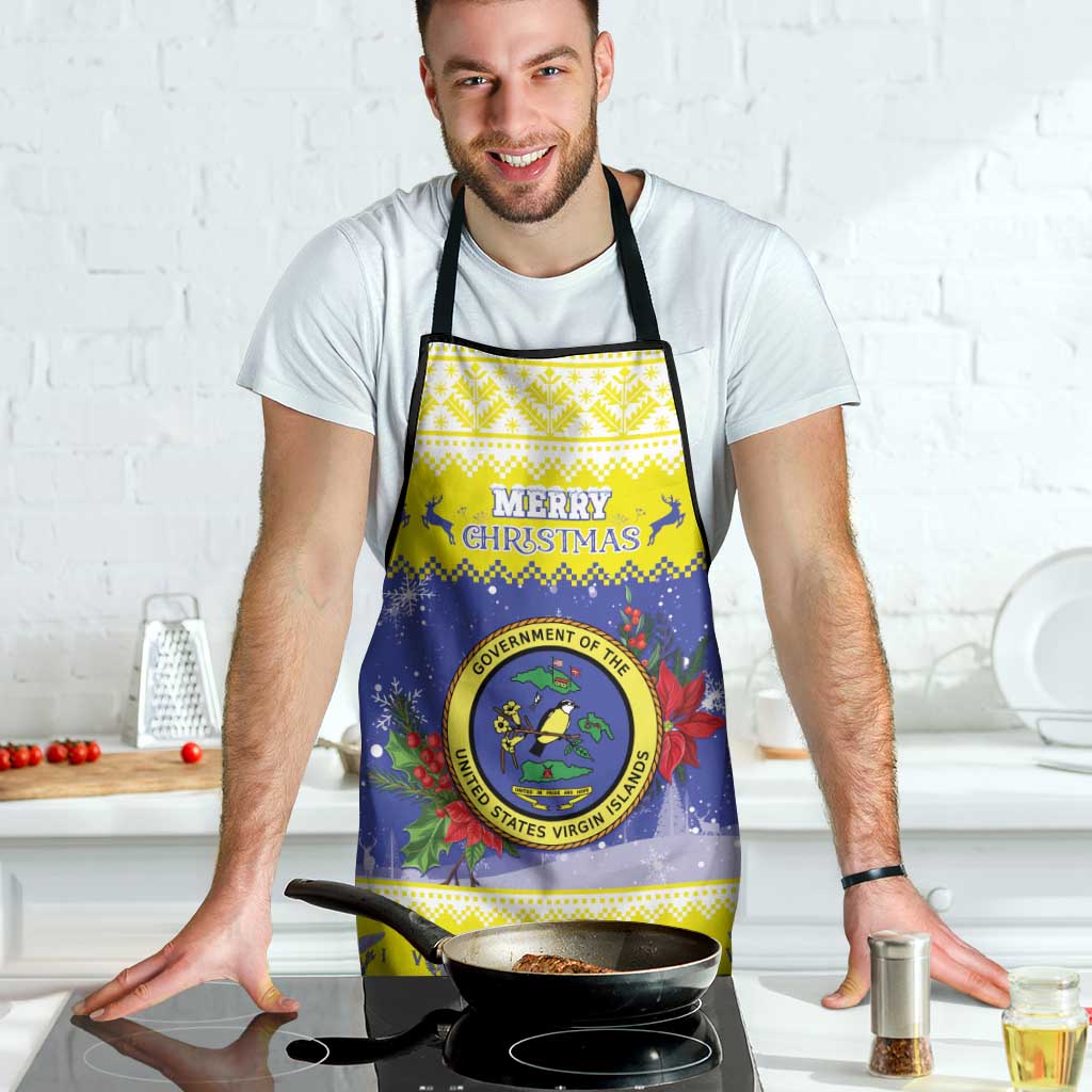 United States Virgin Islands Christmas Apron Coat Of Arms With Poinsettia - Wonder Print Shop