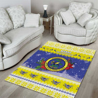 United States Virgin Islands Christmas Area Rug Coat Of Arms With Poinsettia - Wonder Print Shop
