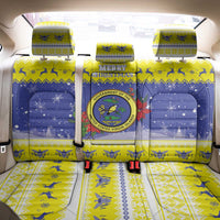 United States Virgin Islands Christmas Back Car Seat Cover Coat Of Arms With Poinsettia - Wonder Print Shop