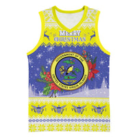 United States Virgin Islands Christmas Basketball Jersey Coat Of Arms With Poinsettia - Wonder Print Shop