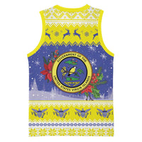 United States Virgin Islands Christmas Basketball Jersey Coat Of Arms With Poinsettia - Wonder Print Shop