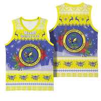 United States Virgin Islands Christmas Basketball Jersey Coat Of Arms With Poinsettia - Wonder Print Shop