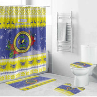 United States Virgin Islands Christmas Bathroom Set Coat Of Arms With Poinsettia - Wonder Print Shop