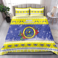 United States Virgin Islands Christmas Bedding Set Coat Of Arms With Poinsettia - Wonder Print Shop