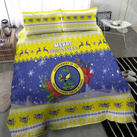 United States Virgin Islands Christmas Bedding Set Coat Of Arms With Poinsettia - Wonder Print Shop