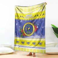 United States Virgin Islands Christmas Blanket Coat Of Arms With Poinsettia - Wonder Print Shop