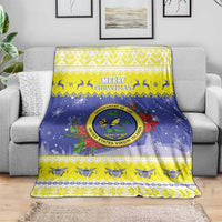 United States Virgin Islands Christmas Blanket Coat Of Arms With Poinsettia - Wonder Print Shop