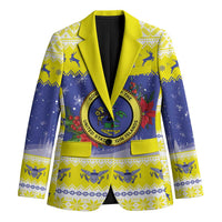 United States Virgin Islands Christmas Blazer Coat Of Arms With Poinsettia - Wonder Print Shop