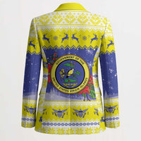 United States Virgin Islands Christmas Blazer Coat Of Arms With Poinsettia - Wonder Print Shop