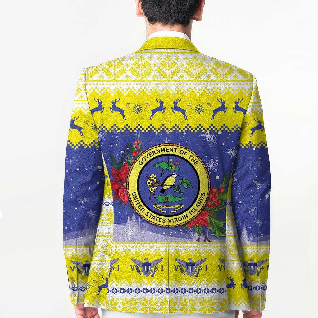 United States Virgin Islands Christmas Blazer Coat Of Arms With Poinsettia - Wonder Print Shop
