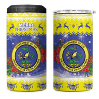 United States Virgin Islands Christmas 4 in 1 Can Cooler Tumbler Coat Of Arms With Poinsettia - Wonder Print Shop