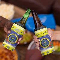 United States Virgin Islands Christmas 4 in 1 Can Cooler Tumbler Coat Of Arms With Poinsettia - Wonder Print Shop