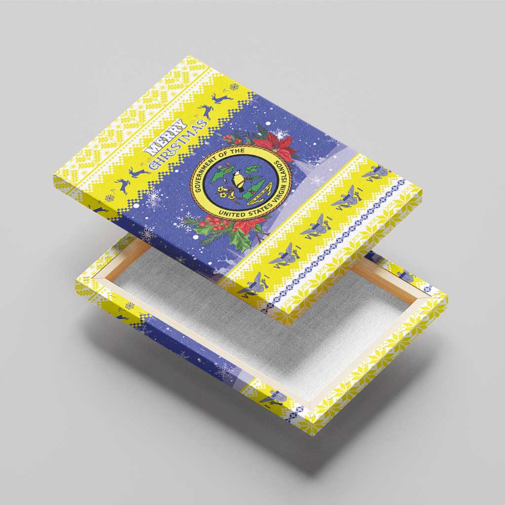 United States Virgin Islands Christmas Canvas Wall Art Coat Of Arms With Poinsettia - Wonder Print Shop