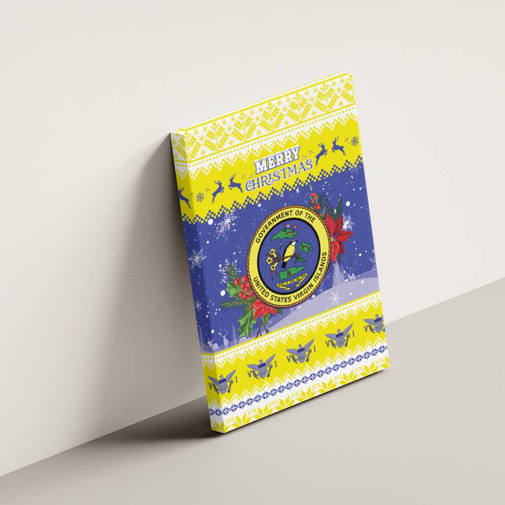 United States Virgin Islands Christmas Canvas Wall Art Coat Of Arms With Poinsettia - Wonder Print Shop